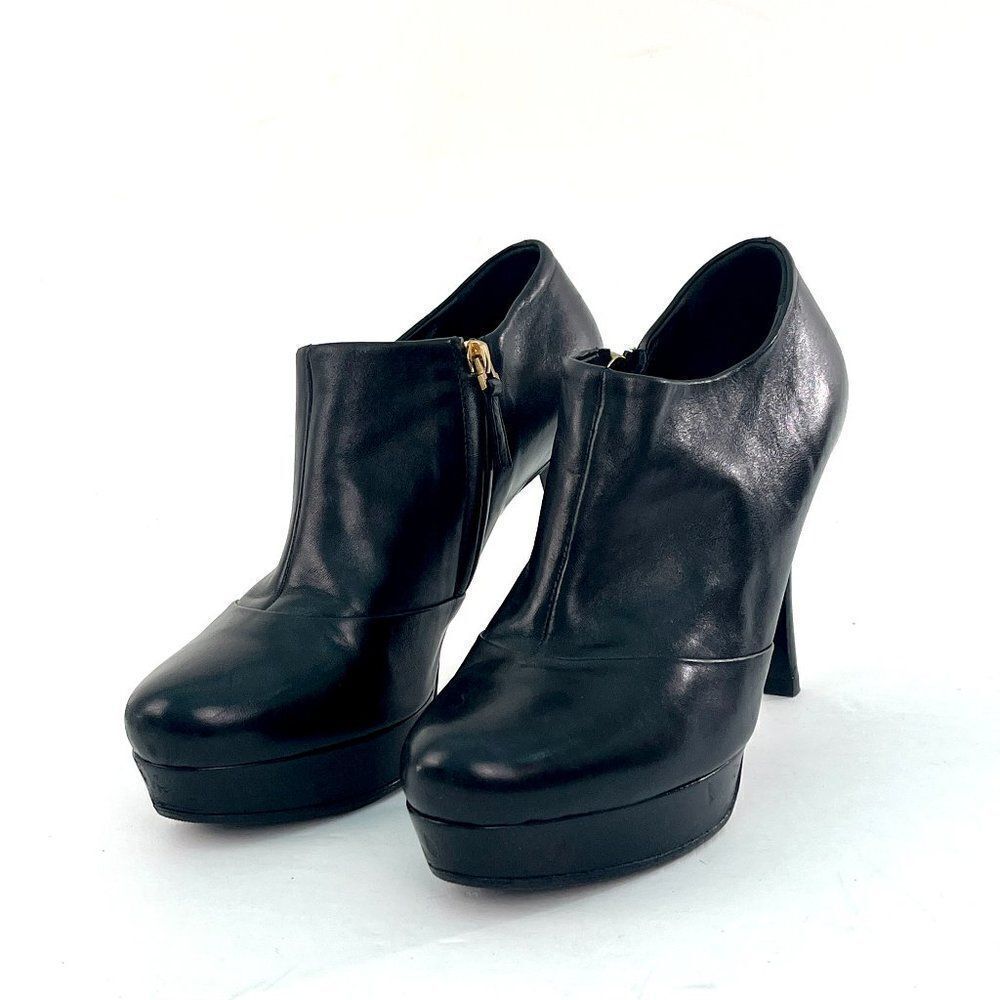 YSL Yves Saint Laurent Leather Gisele Platform Ankle Booties Black Size 39/8.5